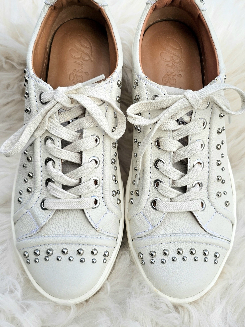 Brighton White Leather Studded Janis Sneakers